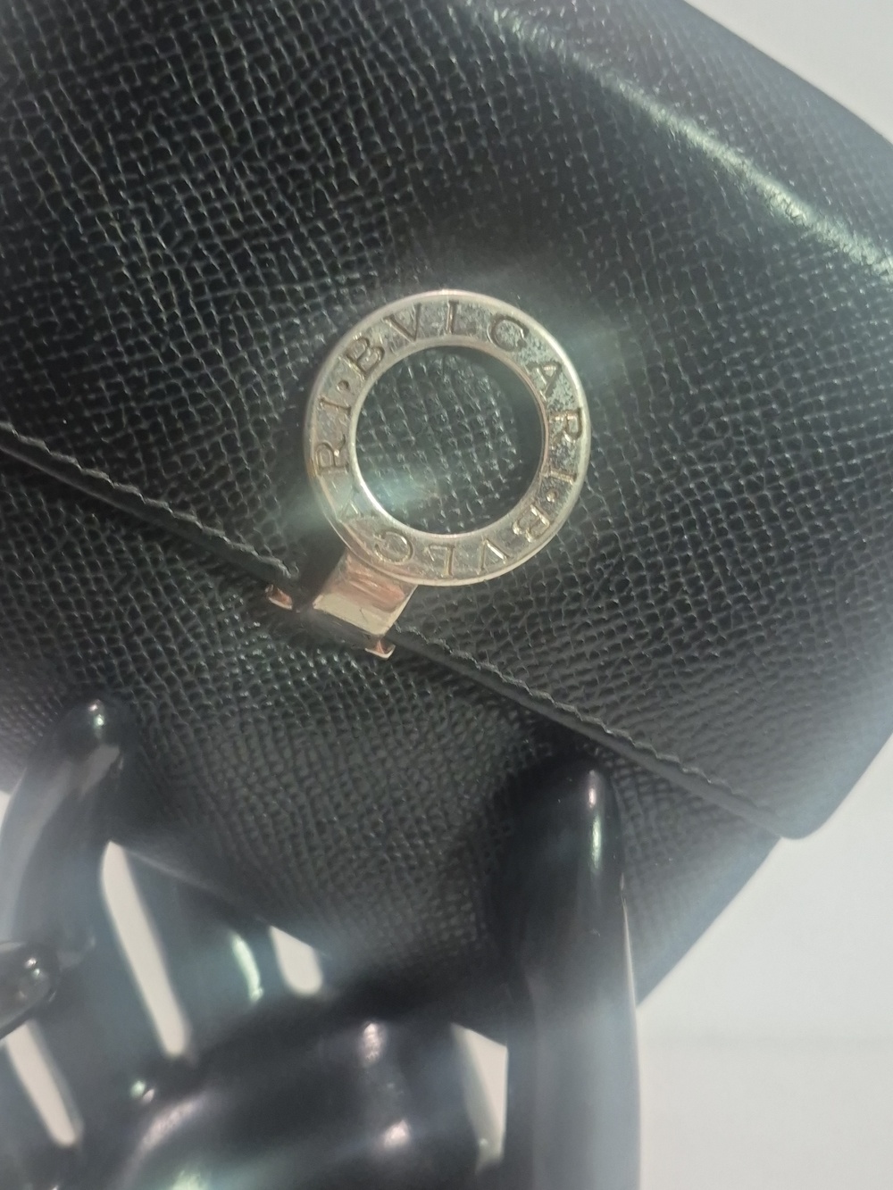 Bulgari Black Leather Wallet with Embossed Logo - Picture 2 of 16